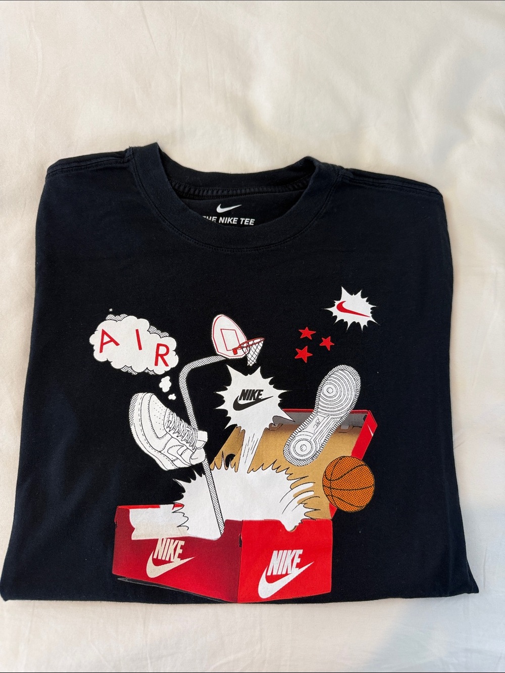 Nike Black Graphic Short Sleeve Tee with Red and White Accents
